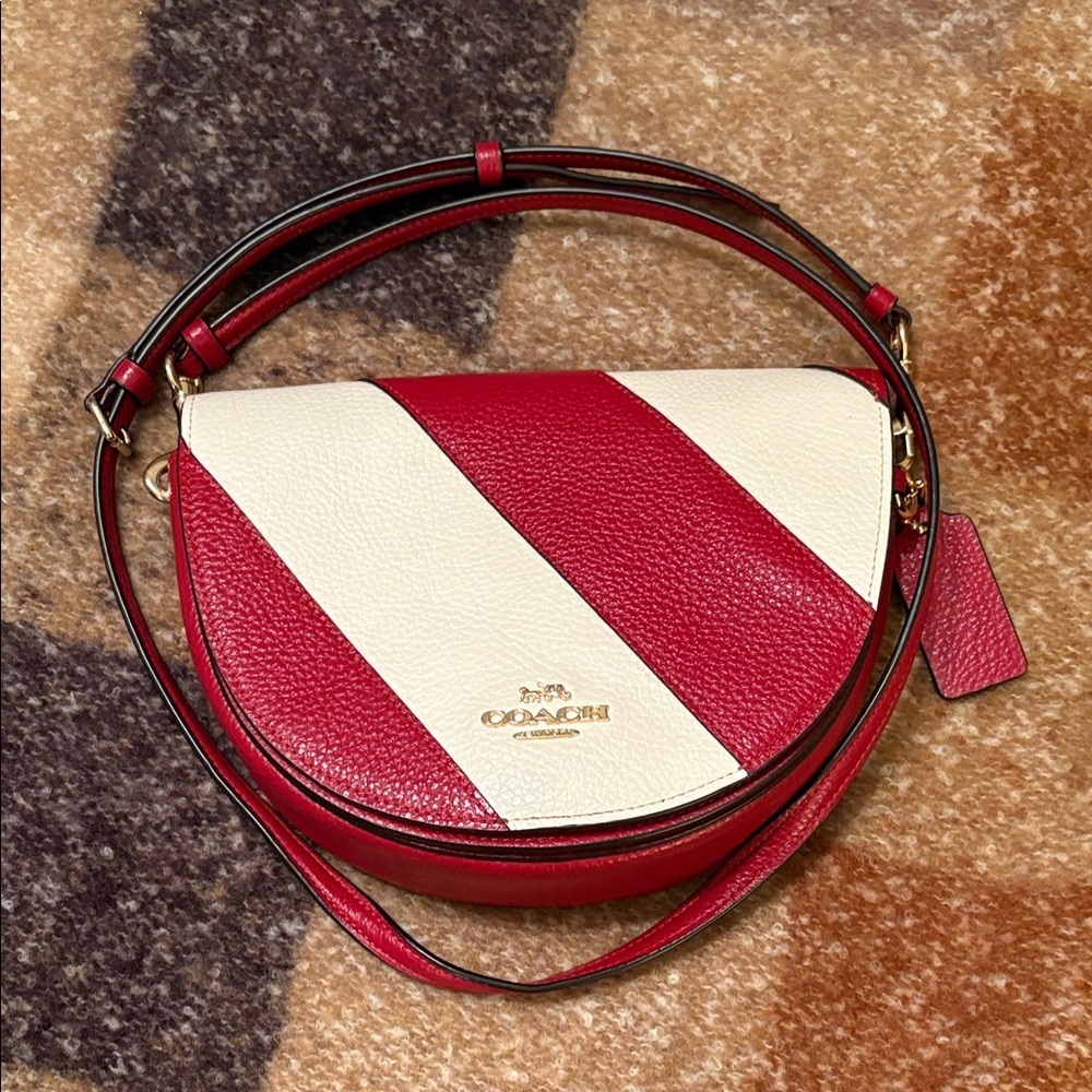 Coach Ellen Red and Cream Crossbody Bag NWOT